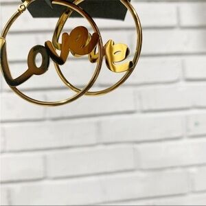 Hoops & Chain 18k Gold Plated ‘Love’ Earrings